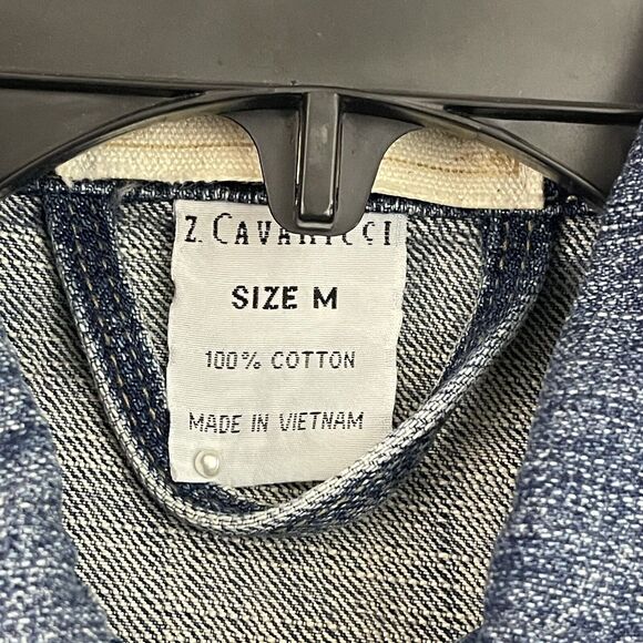 Z Cavaricci Trucker Jacket Vest Womens Sz M Blue Distressed Studded Buttons VTG - Picture 3 of 11